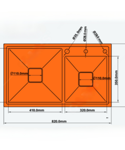 Chậu rửa 2 hố lệch thoát vuông Garis GS22.82