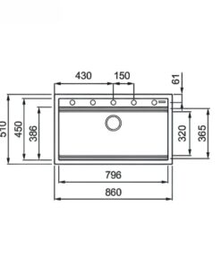 Chậu rửa bát đá Granite Sink Terra 860S Grey