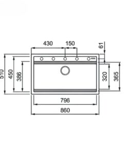 Chậu rửa bát đá Granite Sink Terra 860S Black