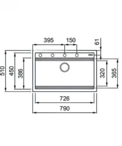 Chậu rửa bát đá Granite Sink Terra 790S Black
