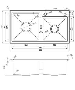 Chậu rửa bát 2 hố NOBINOX LUMIA NJ513B