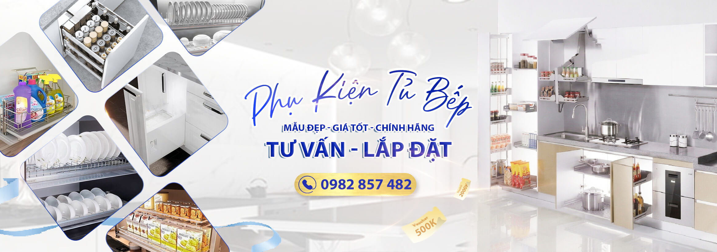 Phụ kiện tủ bếp thông minh giá tốt chính hãng Kitchen Center