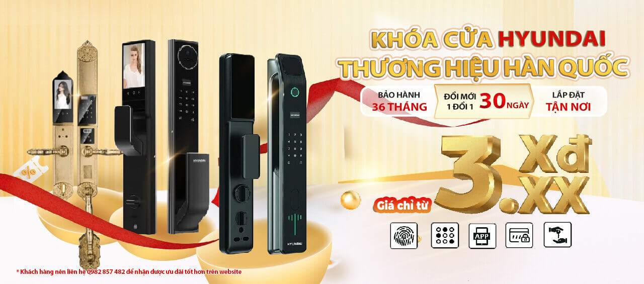 Khóa cửa vân tay Hyundai chính hãng Hàn Quốc bảo hành 36 tháng