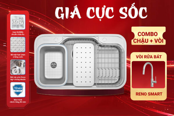 Chậu Konox Dekor 8048SU + vòi Reno Smart
