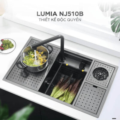 Chậu rửa bát 1 hố NOBINOX LUMIA NJ510B thiết kế độc quyền