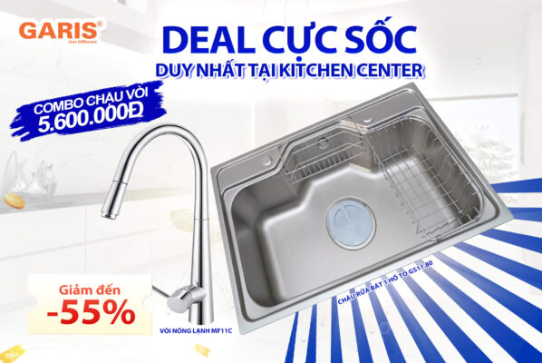 Chậu rửa bát 1 hố to GS11.80 + Vòi nóng lạnh MF11C