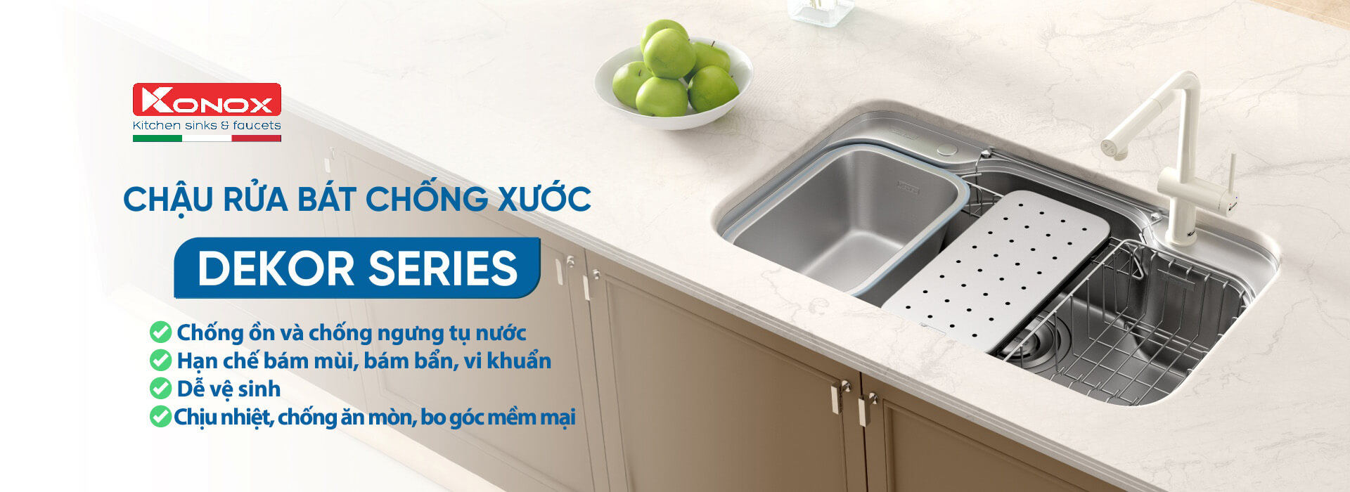 Chậu rửa bát chống xước Konox Dekor