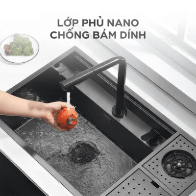Lớp phủ NANO chống bám dính của chậu rửa bát NOBINOX